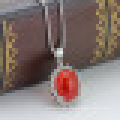 Damen 925 Sterling Silber Anhänger Halskette Intarsien Red Chalcedon mit Kette